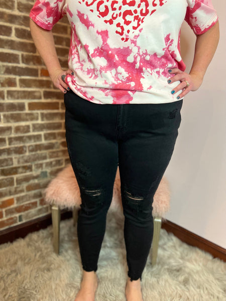 Hi Waist Skinny Jet Black Destroyed Jeans The Sparkly Pig Jeans