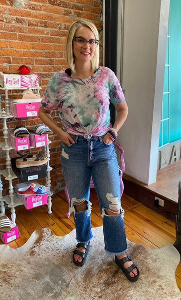 High Rise Straight Leg Distressed Denim Cropped Jeans The Sparkly Pig Jeans