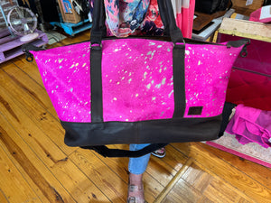 Hot Pink Hair On Hide w/ Silver Inlay Duffle Bag The Sparkly Pig purses