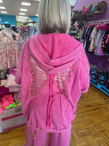 Hot Pink Mineral Wash Butterfly Jacket The Sparkly Pig Jackets