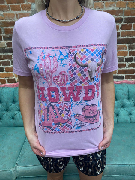 Howdy Disco Purple Tee w/ Stones The Sparkly Pig tee shirt