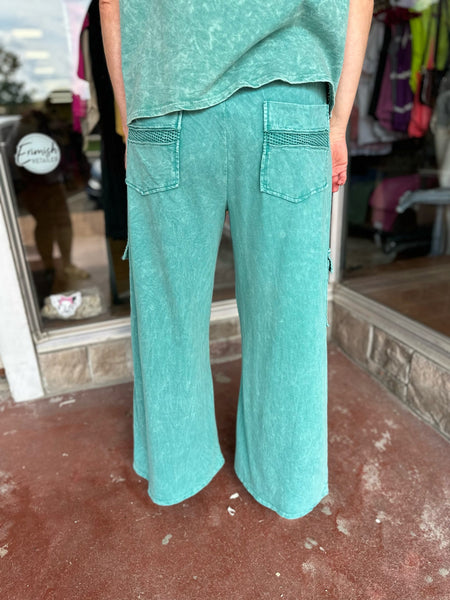 Jade Cream Mineral Wash Fishnet Pocket Cargo Pants The Sparkly Pig pants