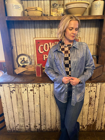Leather Lux Denim Top The Sparkly Pig Tops