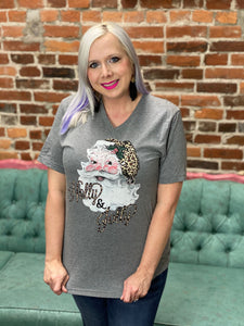 Leopard santa tee The Sparkly Pig Tops
