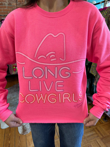 Long Live Cowgirls Hot Pink Sweatshirt Crop The Sparkly Pig tops