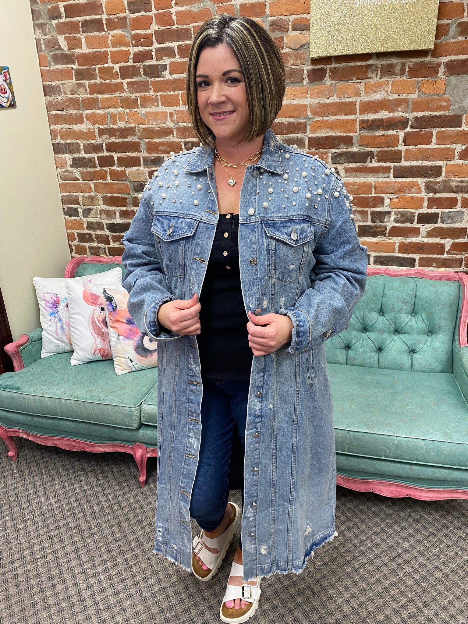 Plus size long denim jacket hotsell