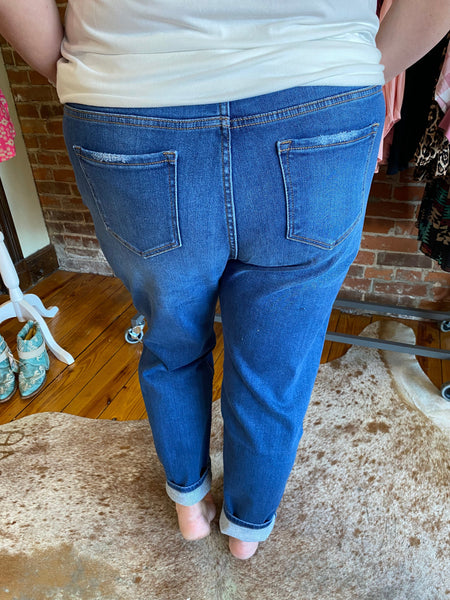 Medium Wash RelaxedFit High Rise Distressed Jeans The Sparkly Pig Jeans