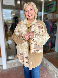 Mocha Mix Aztec Print Shirt Jacket The Sparkly Pig shackets