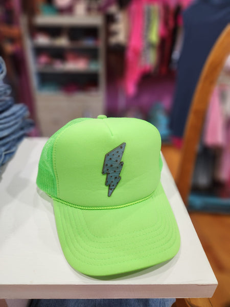 Neon Green Foam Hat w/ Lightning Bolt The Sparkly Pig hats