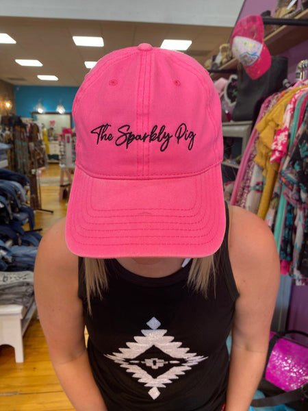 Neon Pink Embroidered Sparkly Pig Hat The Sparkly Pig