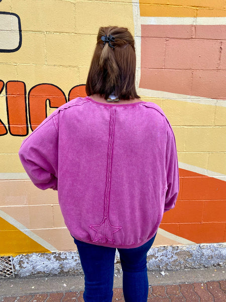 Orchid LS Mineral Wash Top Plus Size The Sparkly Pig tops