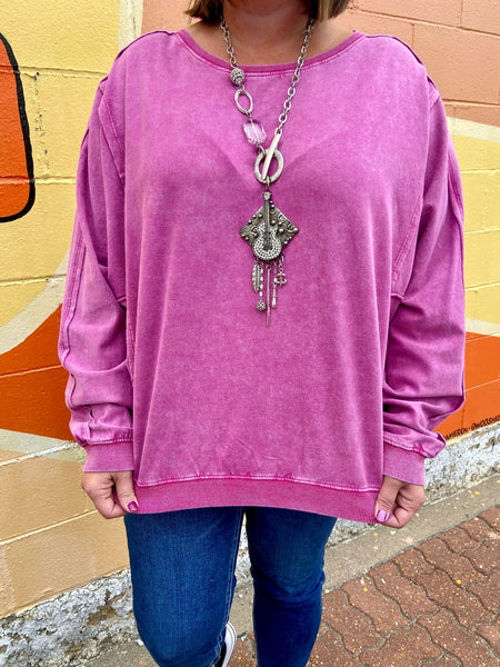 Orchid LS Mineral Wash Top Plus Size The Sparkly Pig tops