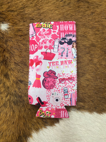 Pink Collage Tall Coozie The Sparkly Pig