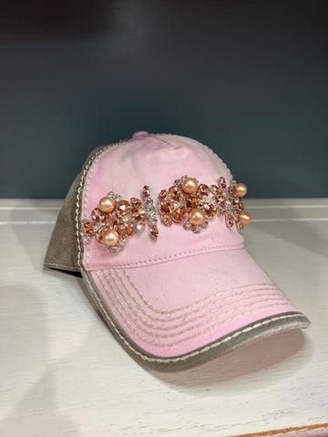 Pink/Moss Glitz Two Tone Ball Cap The Sparkly Pig Hats