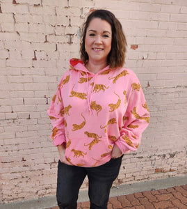 Pink Tiger Printed Mineral Wash Sweatshirt Plus Size The Sparkly Pig Tops