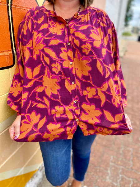 Plum Dolman Sleeves Printed Top Plus Size The Sparkly Pig Tops