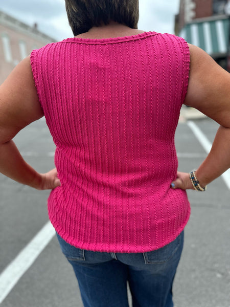 Plus Size Textured Tank Top Fuchsia The Sparkly Pig Tops