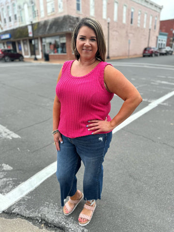 Plus Size Textured Tank Top Fuchsia The Sparkly Pig Tops