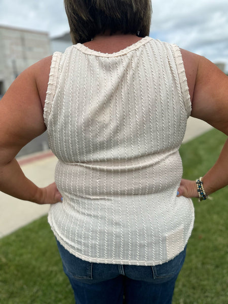 Plus Size Textured Tank Top Ivory The Sparkly Pig