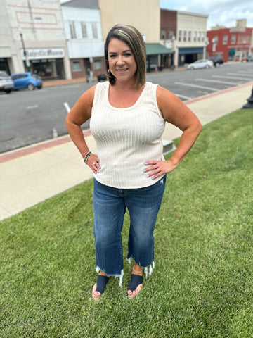 Plus Size Textured Tank Top Ivory The Sparkly Pig