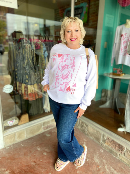 Queen of Hearts Dolly White Thermal Crop The Sparkly Pig tops