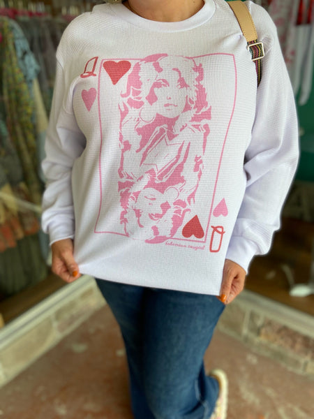 Queen of Hearts Dolly White Thermal Crop The Sparkly Pig tops