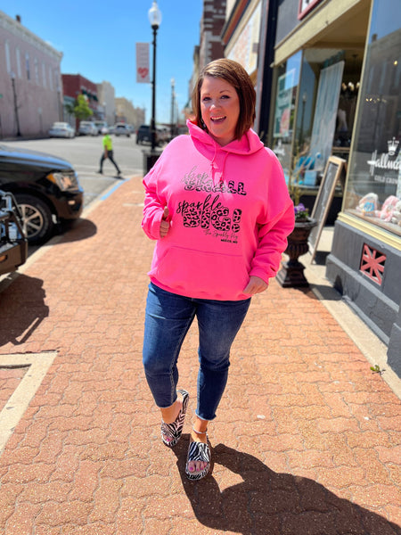 Shop Small Sparkle Big Neon Pink Hoodie The Sparkly Pig