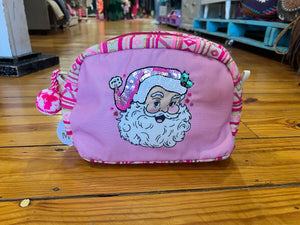 Tickled Pink Santa Multi Purpose Zipper Pouch The Sparkly Pig pouch Tickled Pink Santa Multi Purpose Zipper Pouch