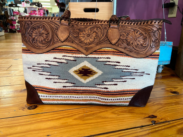 Tooled Leather/Saddle Blanket Large Leather Purse The Sparkly Pig