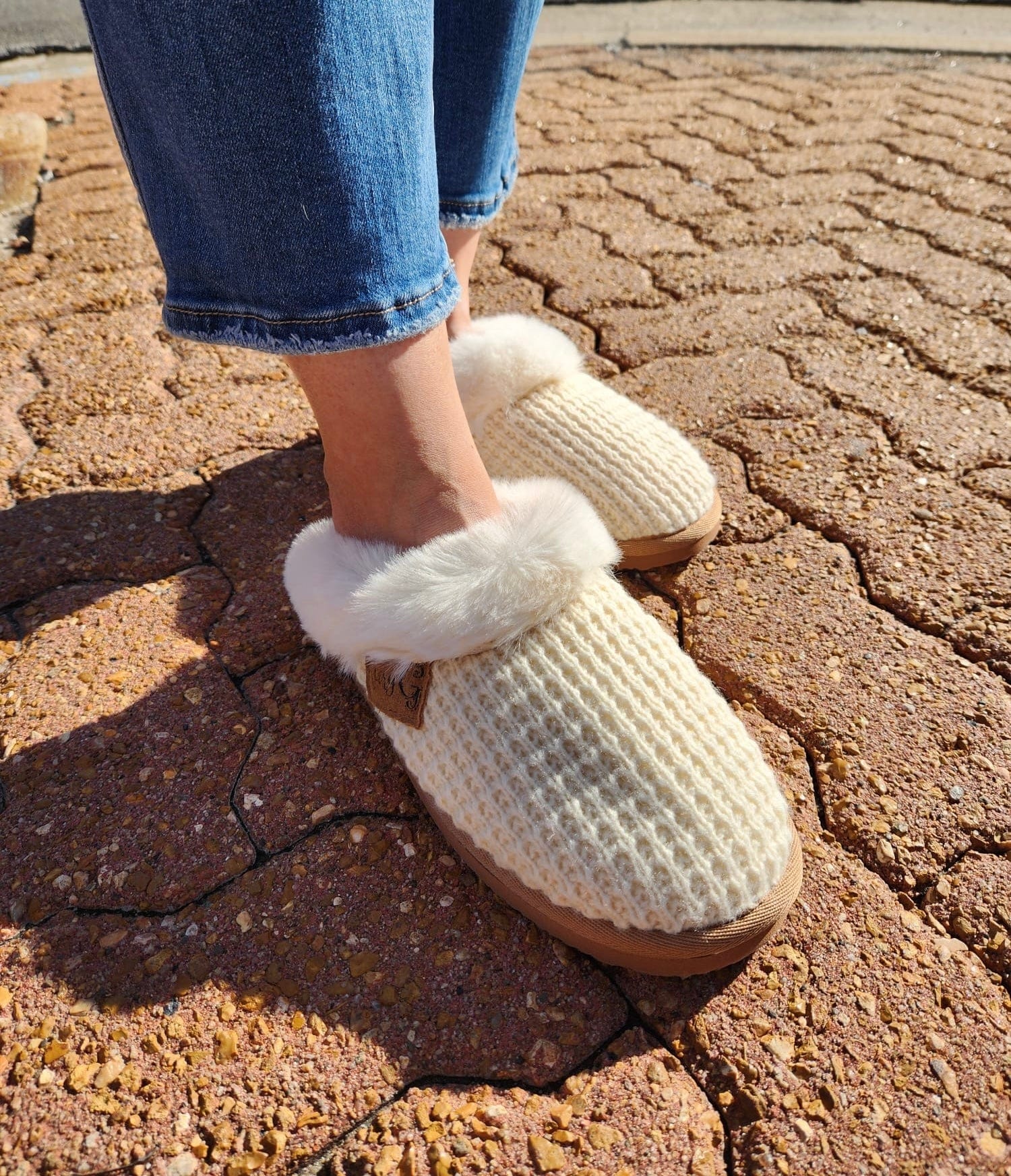 Very G Sweater Slippers in Cream The Sparkly Pig slippers Very G Sweater Slippers in Cream