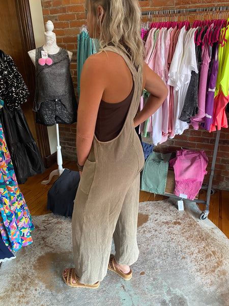 Vintage Sage Mineral Wash Cotton Twill Overalls The Sparkly Pig jumpsuits Vintage Sage Mineral Wash Cotton Twill Overalls
