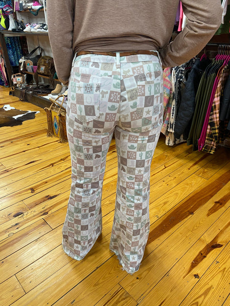 Western Flare Printed Pants The Sparkly Pig Bottoms