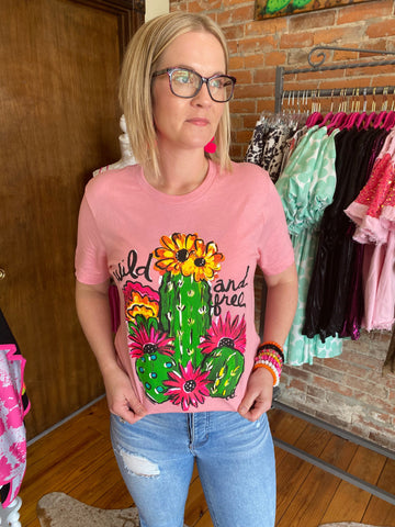 Wild & Free Cactus Tee The Sparkly Pig Tops