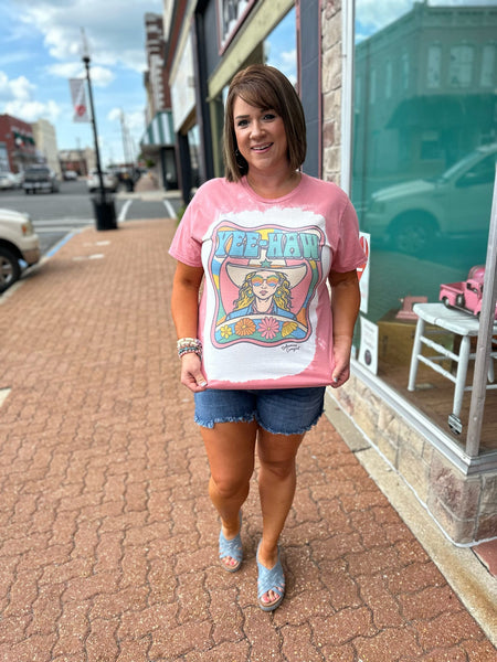 Yee Haw Cowgirl Tee on Mauve The Sparkly Pig tee shirt