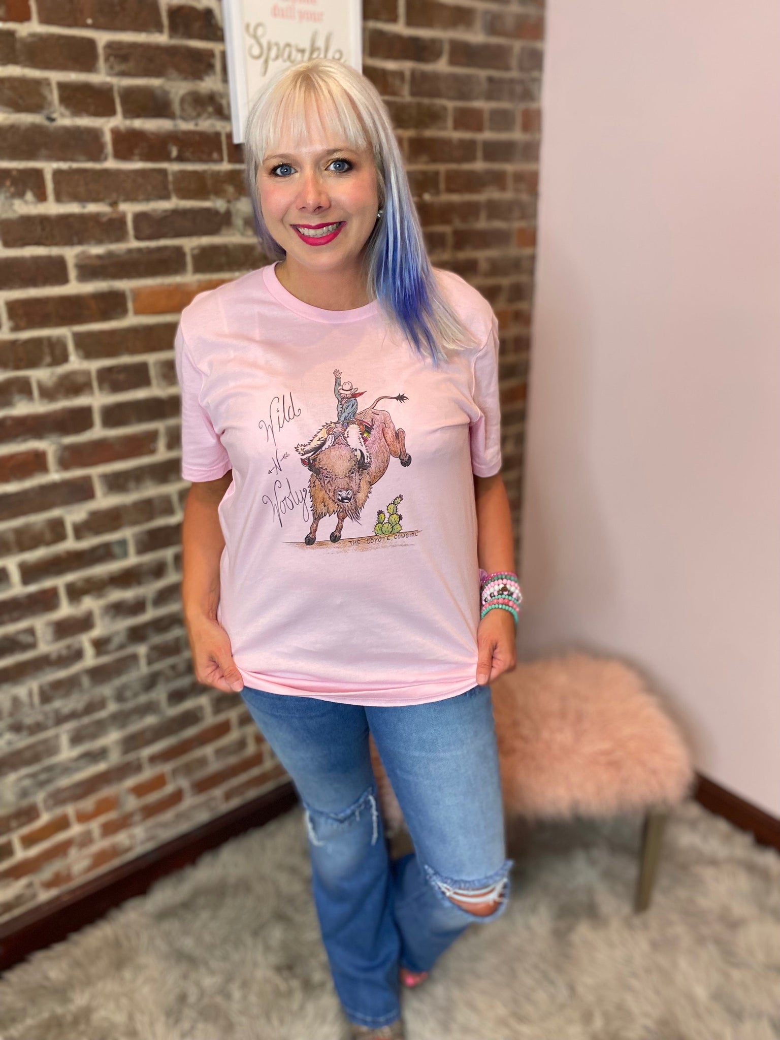 Coyote Cowgirl Wild & Wooly Tee The Sparkly Pig Tops