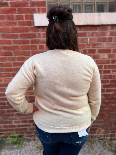 Cream Light Weight Sweater Plus Size The Sparkly Pig Tops