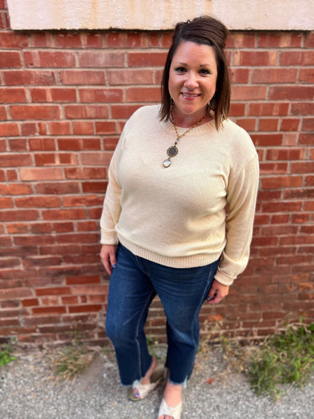 Cream Light Weight Sweater Plus Size The Sparkly Pig Tops