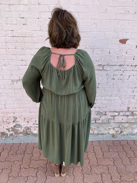Olive Green Tiered Dress Plus Size The Sparkly Pig Dresses