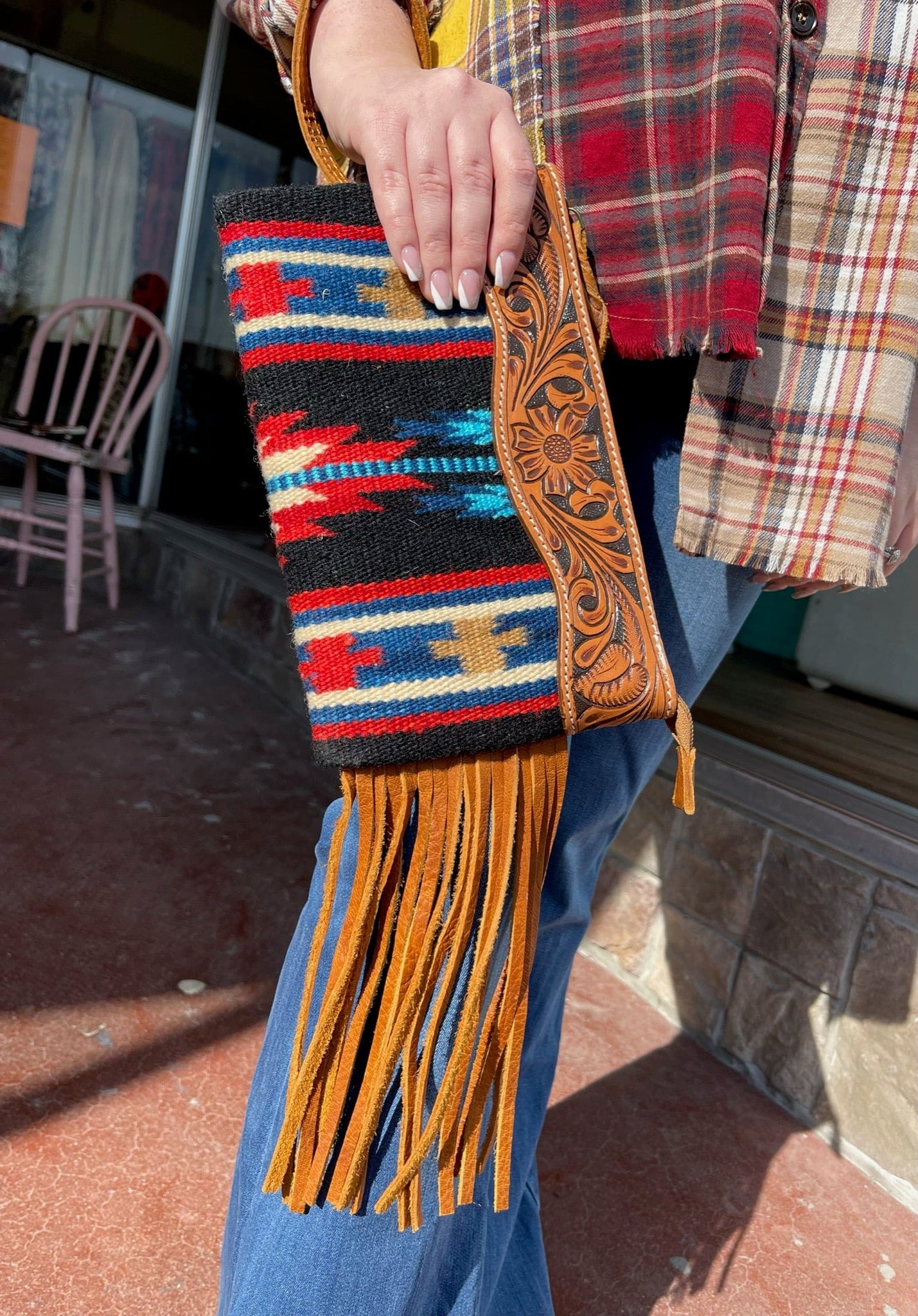Saddle Blanket Clutch with Fringe The Sparkly Pig purses