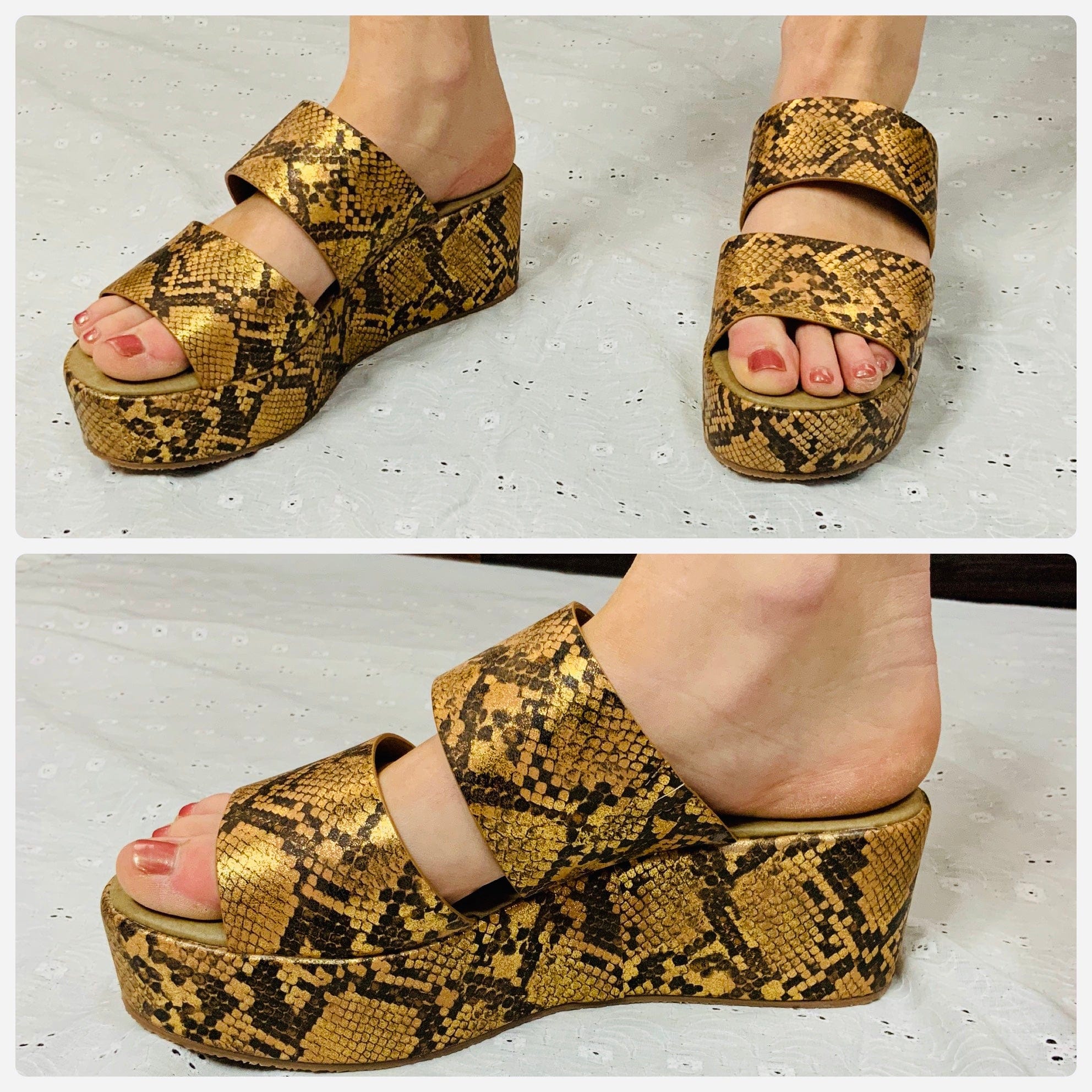 Shamrock Corky Snake Print Strappy Wedge The Sparkly Pig Shoes