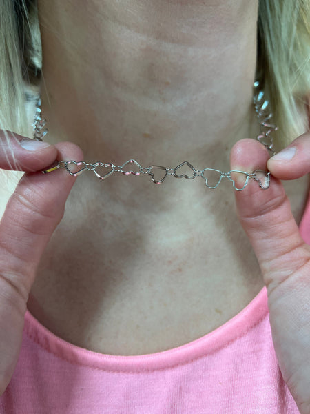 Silver Heart Chain Choker The Sparkly Pig Necklaces