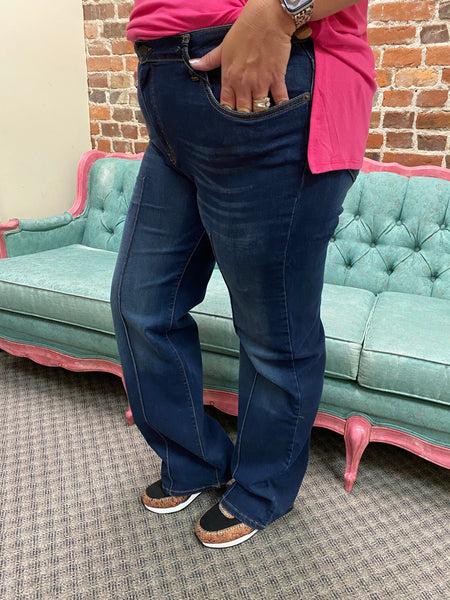 Tea Stain Mid Rise Creased Wide Leg Jeans Plus Size The Sparkly Pig Jeans