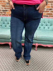 Tea Stain Mid Rise Creased Wide Leg Jeans Plus Size The Sparkly Pig Jeans
