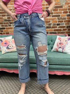 The Options Criss Cross Rigid Boyfriend Jeans The Sparkly Pig Clothing