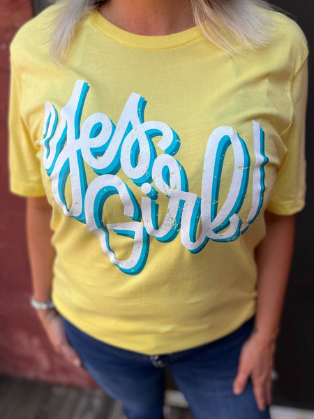 Yellow Yes Girl Tee The Sparkly Pig Tops