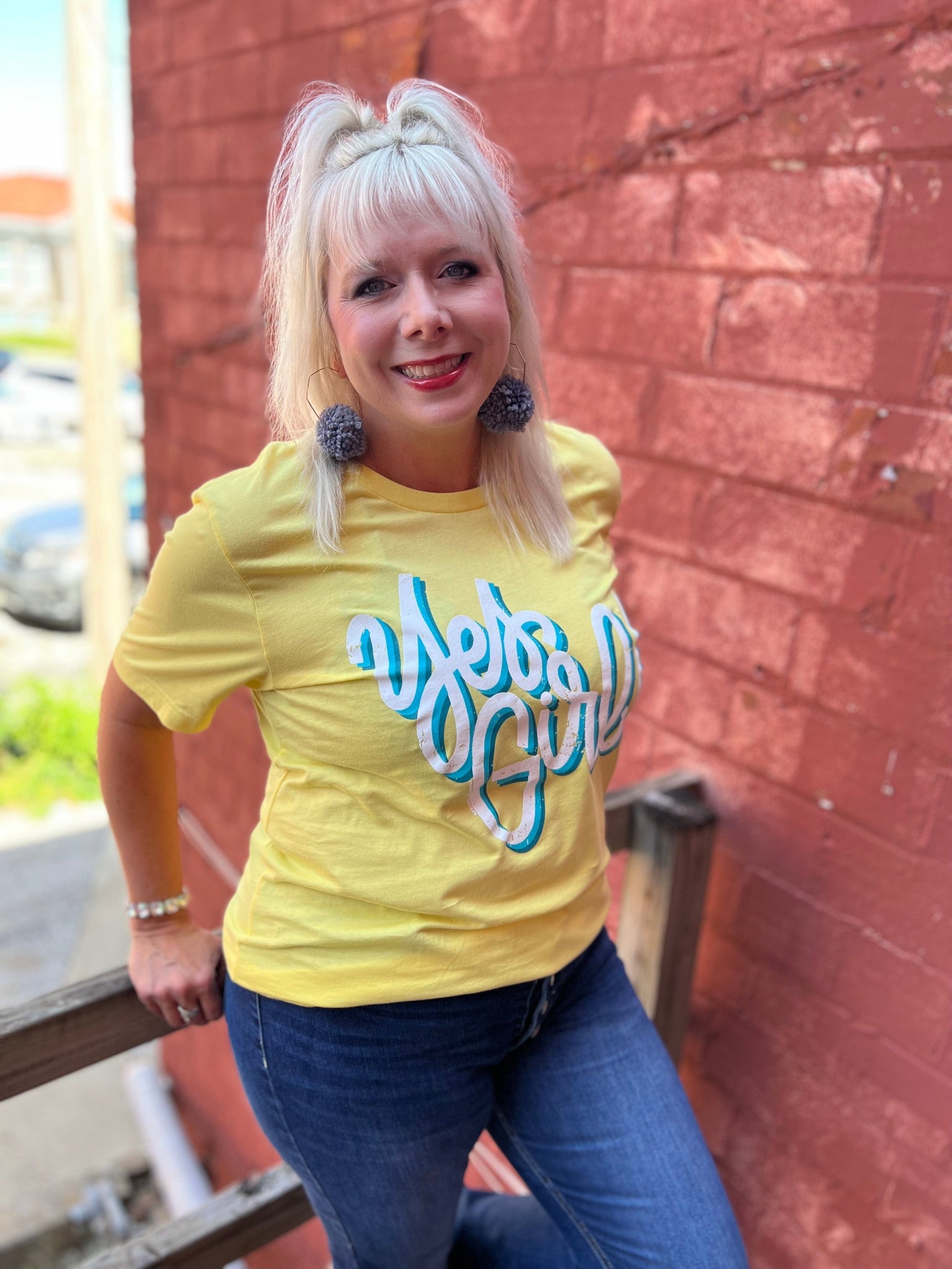 Yellow Yes Girl Tee The Sparkly Pig Tops